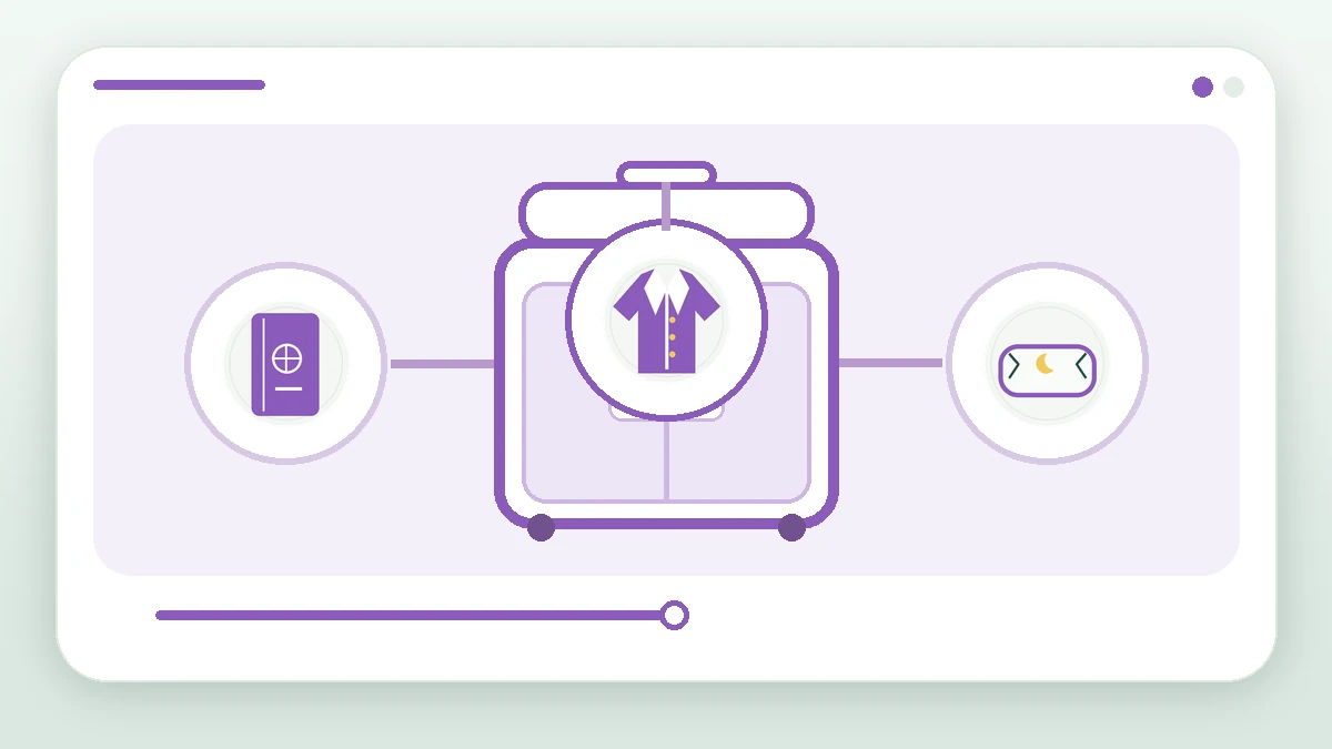 A crew suitcase is linked to documents, uniform items and rest essentials